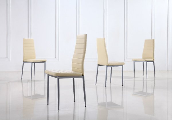 Conjunto de 4 cadeiras em pele sintética ( bege)