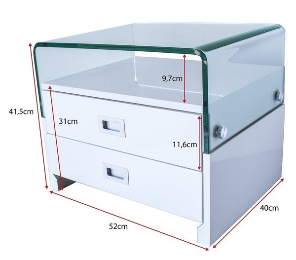 Table de chevet design laqué avec 2 tiroirs ( BLANC - S13 )