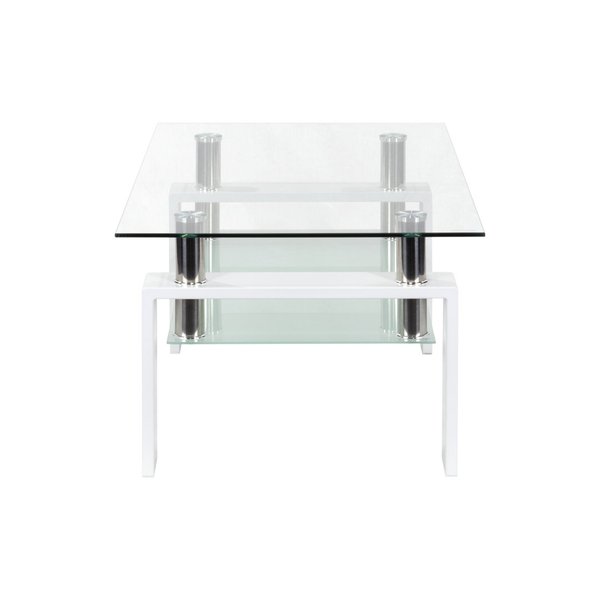 Table basse blanche laquée avec plateau en verre - BIANCO