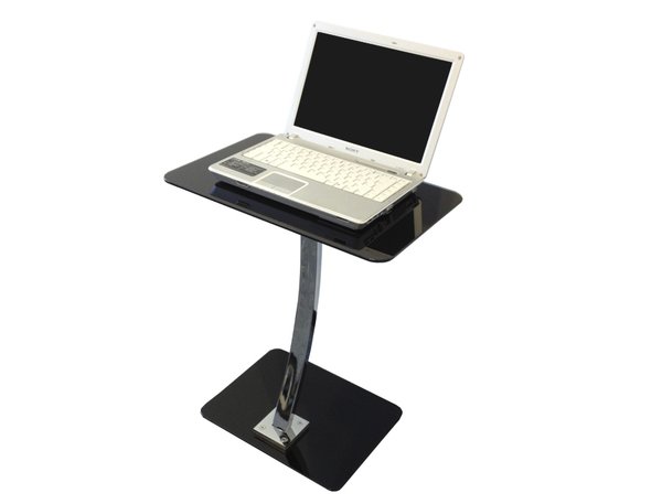 Table d'appoint / Support pour PC en verre trempé avec pied chromé