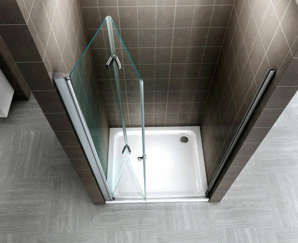 Porte de douche pliante verre transparent - Hauteur 195 cm