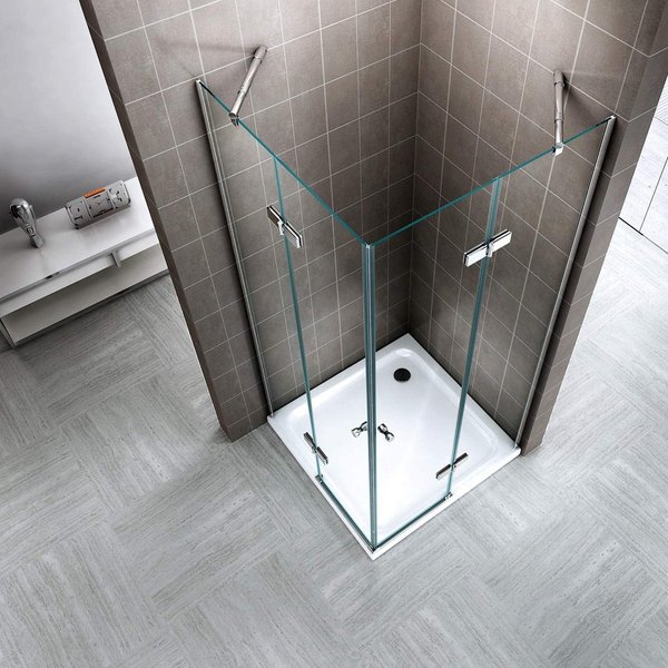Cabine de douche d'angle H 180 cm - verre transparent