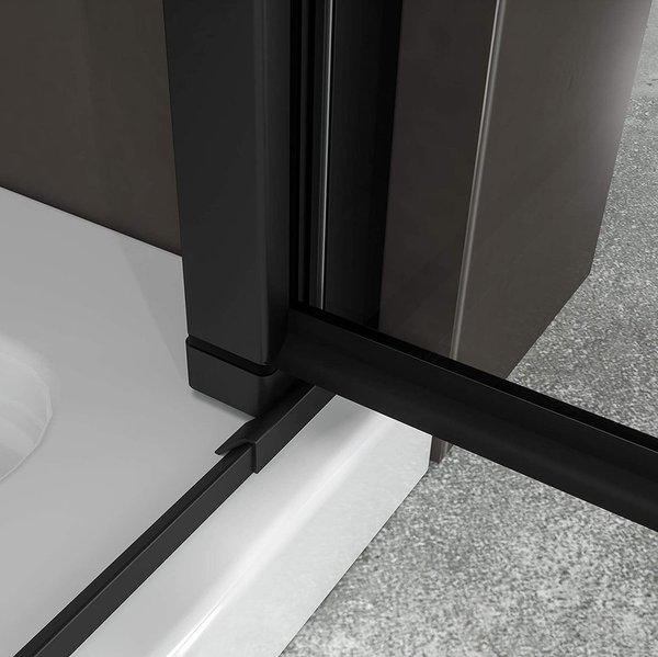 Porte de douche verre de sécurité transparent - Black Edition - Hauteur 180 cm